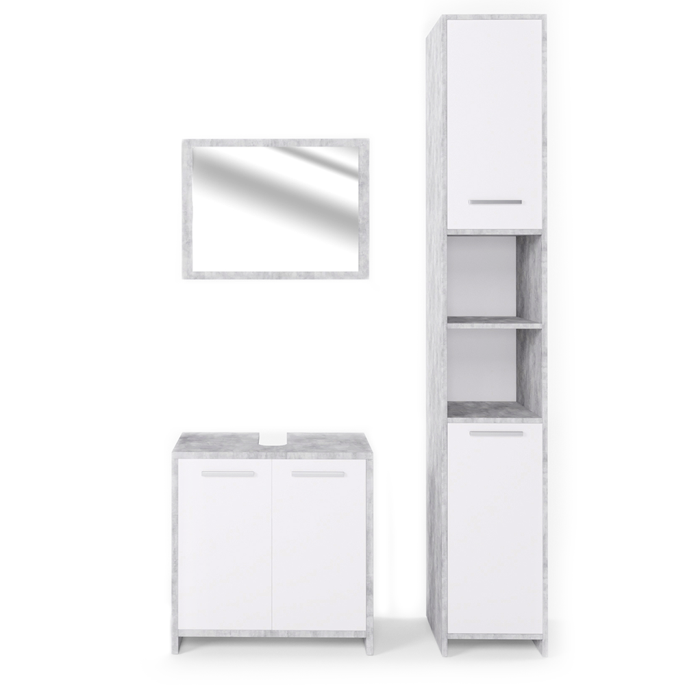 Vicco Set di mobili da bagno Calcestruzzo 3 parti, con colonna