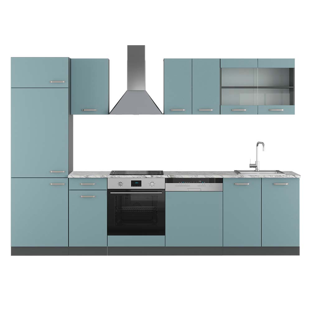 Image of Vicco Cucina componibile Blu-grigio/antracite 300 cm , PL Marmo