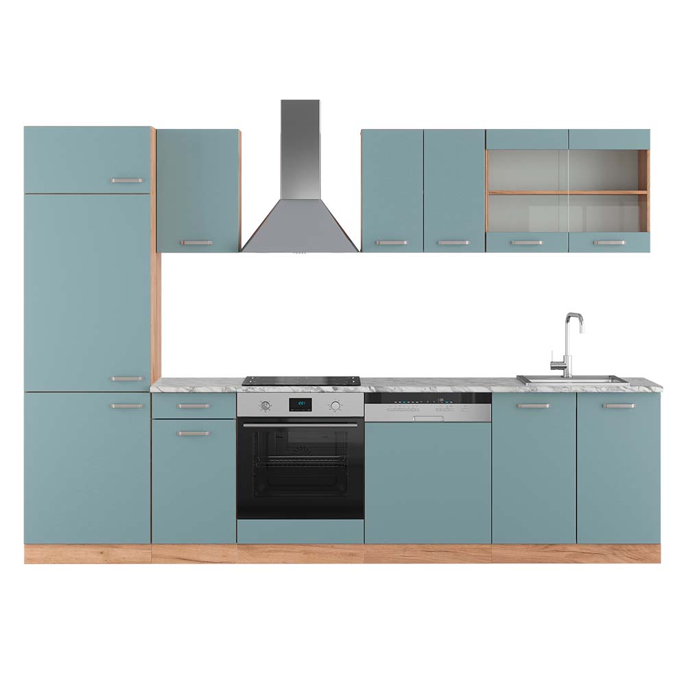 Image of Vicco Cucina componibile Rovere blu-grigio/oro 300 cm , PL Marmo