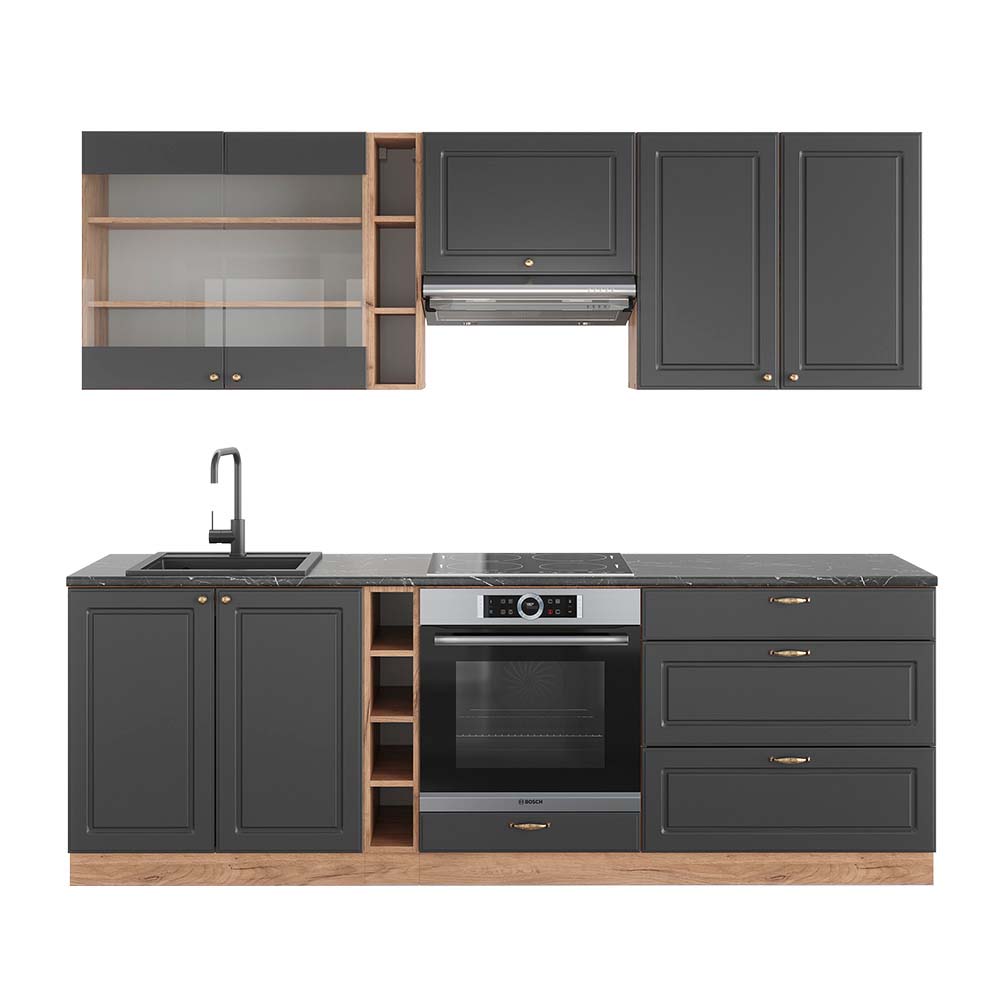 Image of Vicco Cucina componibile Antracite Country House/oro Kraft Oak 235 cm , PL Antracite