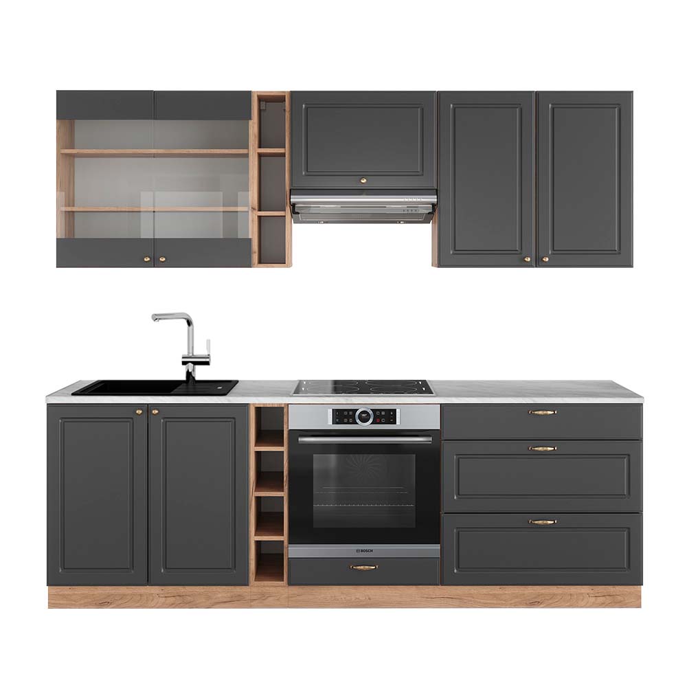 Image of Vicco Cucina componibile Antracite Country House/oro Kraft Oak 235 cm , PL Marmo