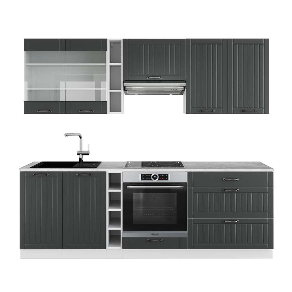 Image of Vicco Cucina componibile Antracite casa di campagna/bianco 235 cm , PL Marmo