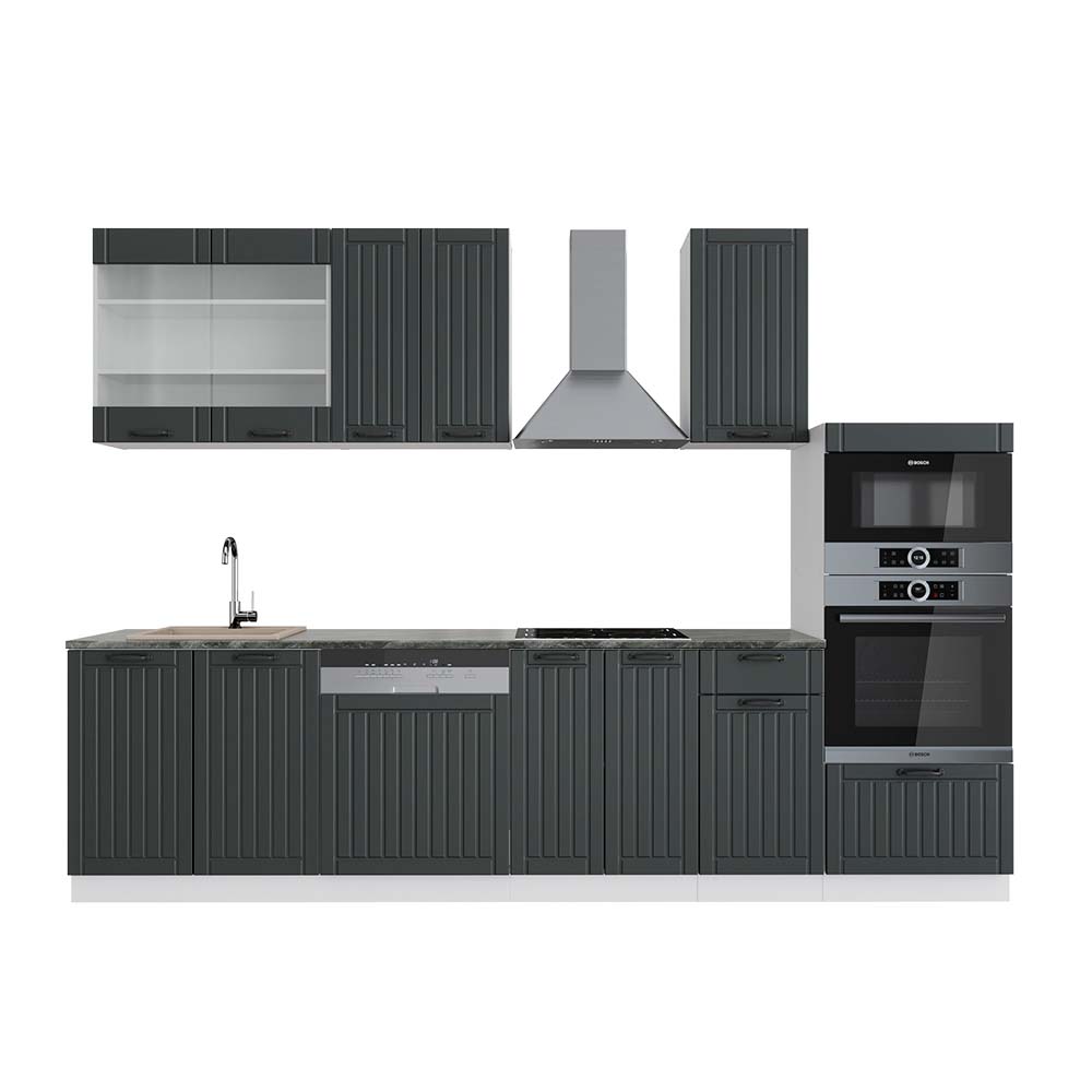 Image of Vicco Cucina componibile Antracite casa di campagna/bianco 300 cm con armadio alto, PL Antracite