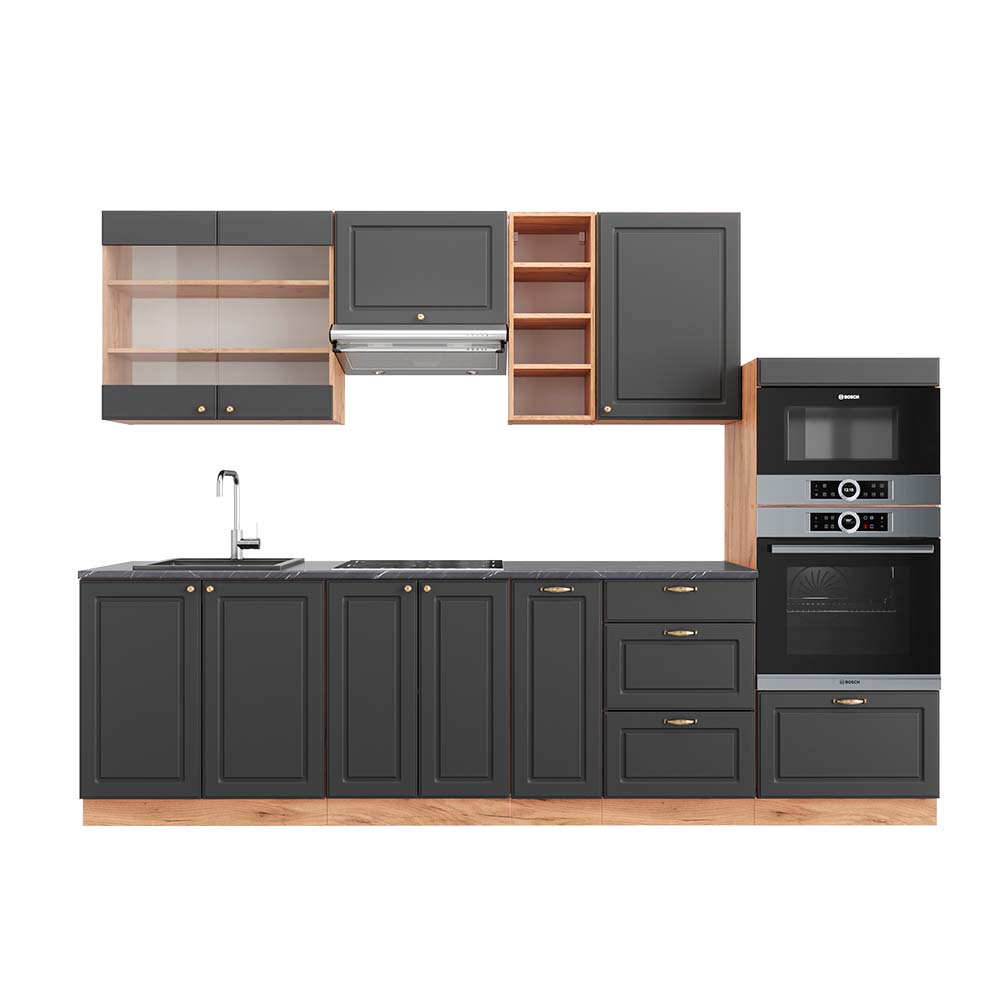 Image of Vicco Cucina componibile Antracite Country House/oro Kraft Oak 280 cm , PL Antracite