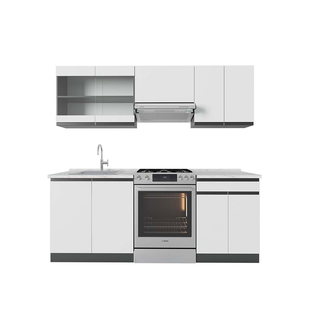 Image of Vicco Cucina componibile Bianco/antracite 200 cm , PL Marmo