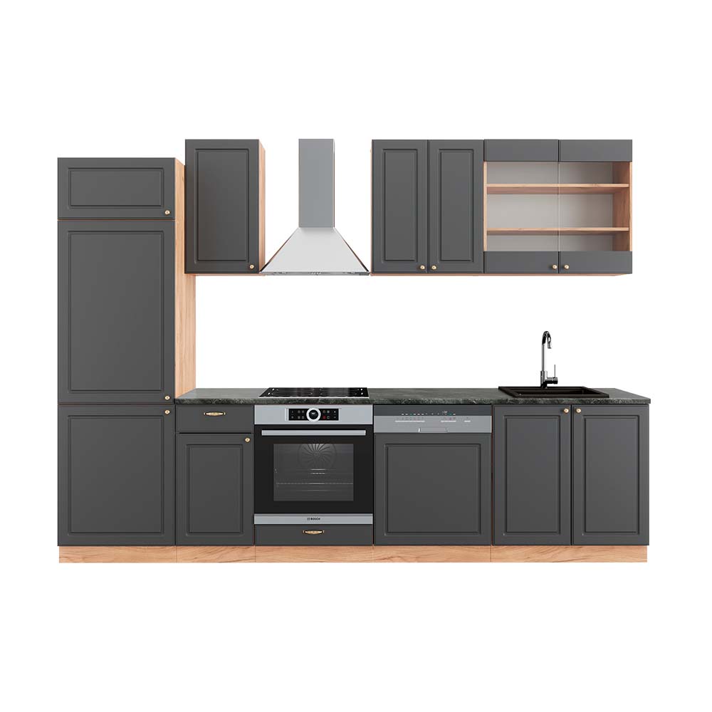 Image of Vicco Cucina componibile Antracite Country House/oro Kraft Oak 300 cm , PL Antracite