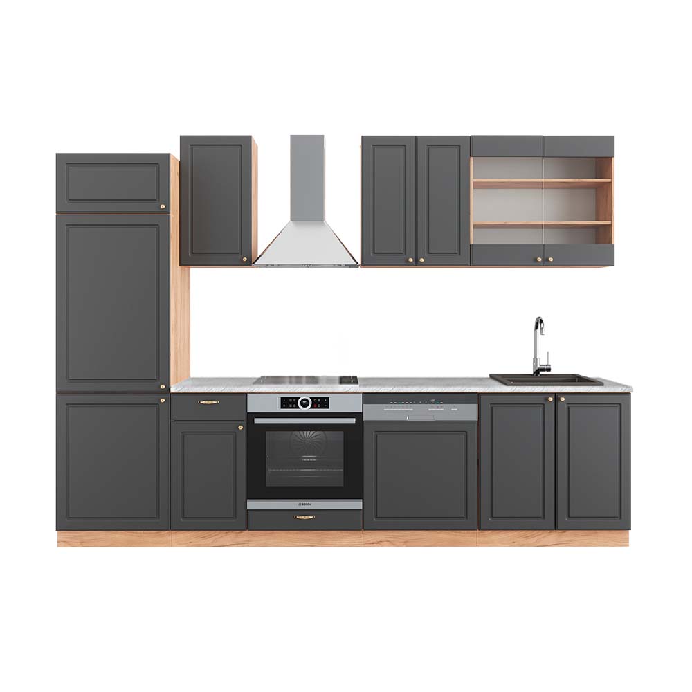 Image of Vicco Cucina componibile Antracite Country House/oro Kraft Oak 300 cm , PL Marmo