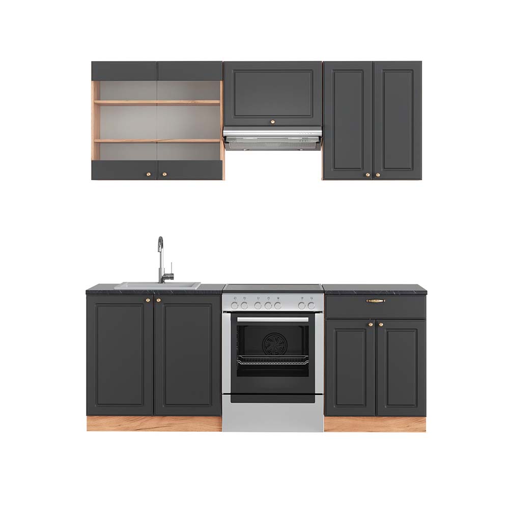Image of Vicco Cucina componibile Antracite Country House/oro Kraft Oak 200 cm , PL Antracite