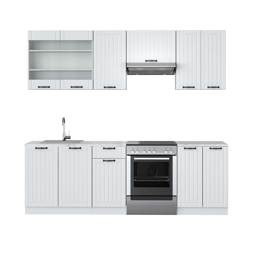 Image of Vicco Cucina componibile Casa di campagna bianca/bianco 240 cm , PL Marmo