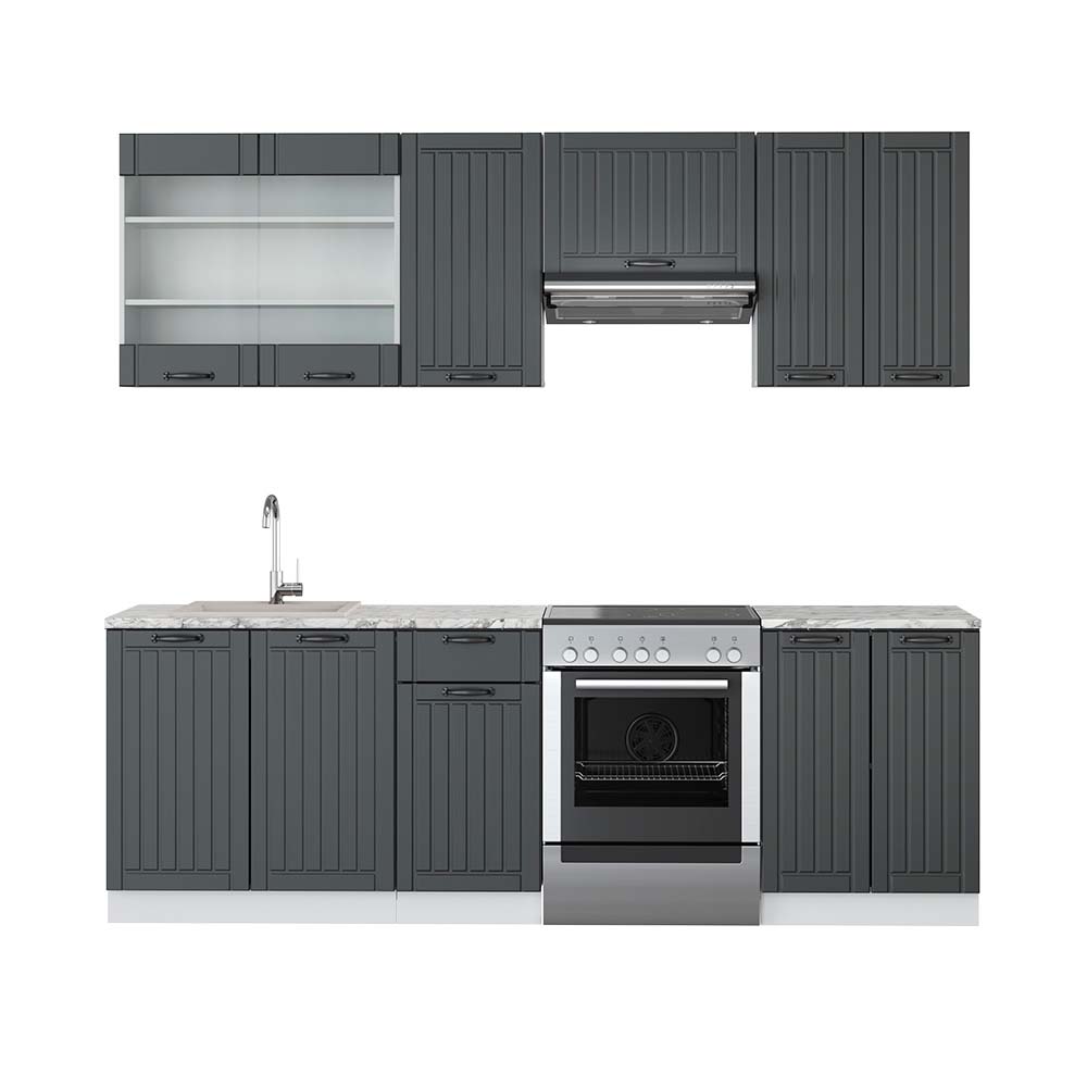 Image of Vicco Cucina componibile Antracite casa di campagna/bianco 240 cm , PL Marmo