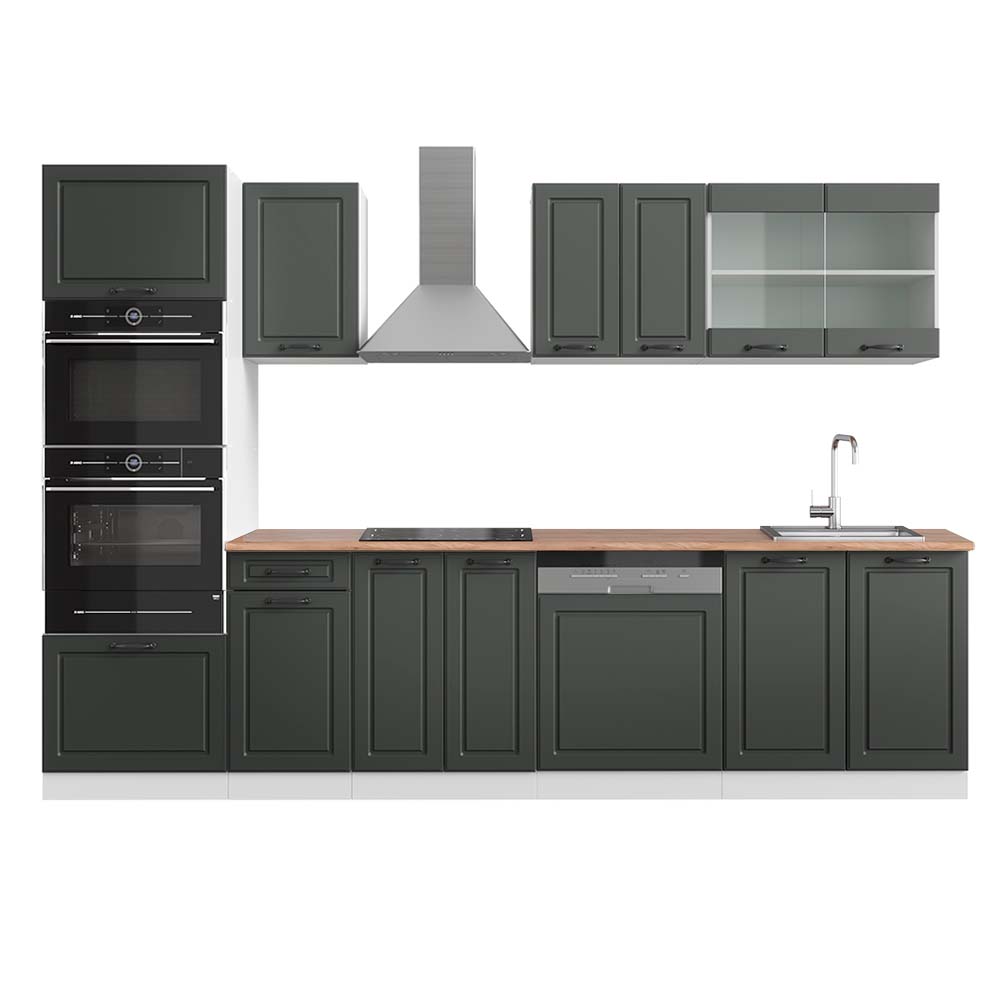 Image of Vicco Cucina componibile Antracite casa di campagna/bianco 300 cm con armadio alto, PL Rovere