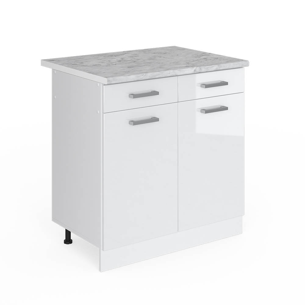 Vicco Mobiletto base per cucina Bianco lucido 60 cm , PL Marmo