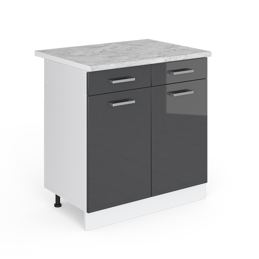 Vicco Mobiletto base per cucina Antracite lucido 80 cm , PL Marmo