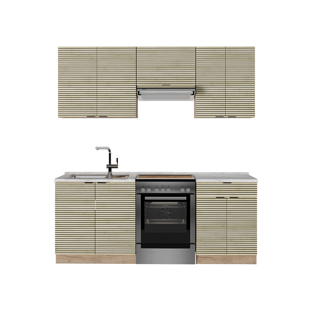 Image of Vicco Cucina componibile Pannello in rovere/rovere orokraft 200 cm , PL Marmo