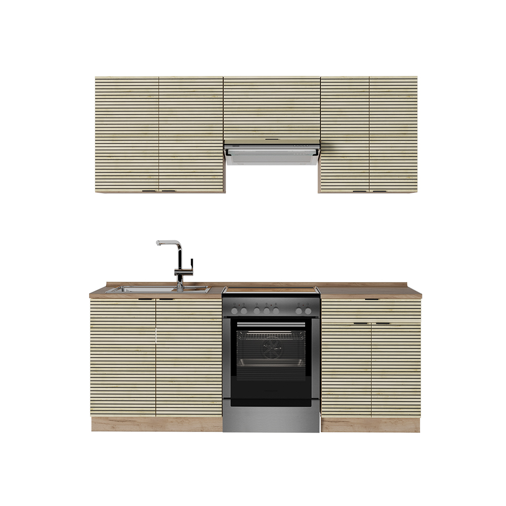 Image of Vicco Cucina componibile Pannello in rovere/rovere orokraft 200 cm , PL Rovere