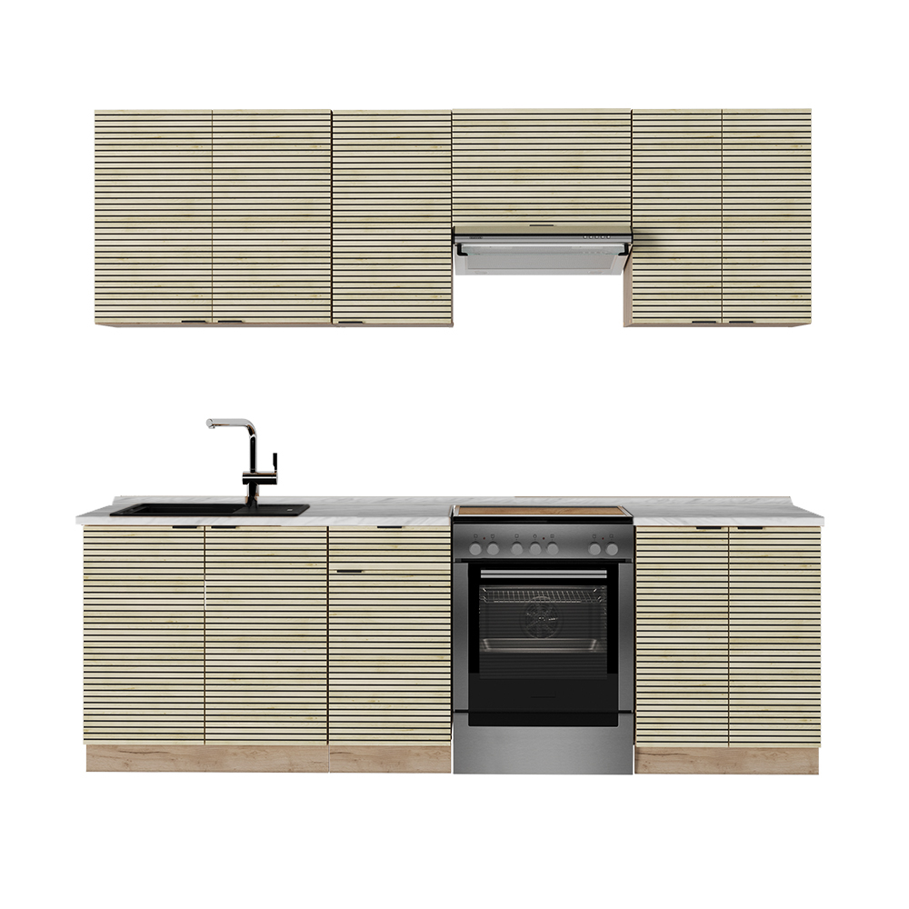 Image of Vicco Cucina componibile Pannello in rovere/rovere orokraft 240 cm , PL Marmo
