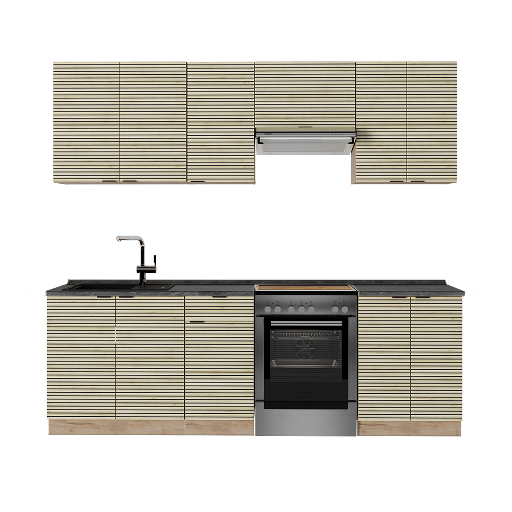 Image of Vicco Cucina componibile Pannello in rovere/rovere orokraft 240 cm , PL Antracite