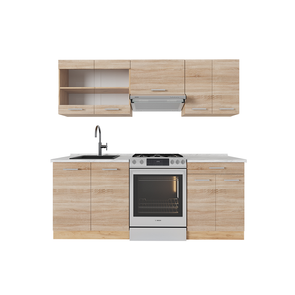 Image of Vicco Cucina componibile Rovere Sonoma/orokraft 200 cm , PL Marmo