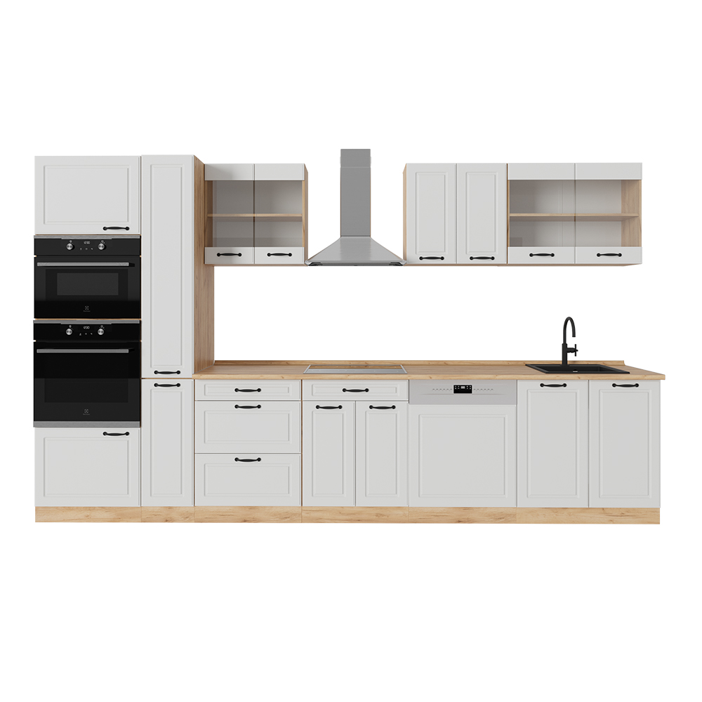 Image of Vicco Cucina componibile Casa di campagna bianca/quercia dorata 350 cm senza piano di lavoro