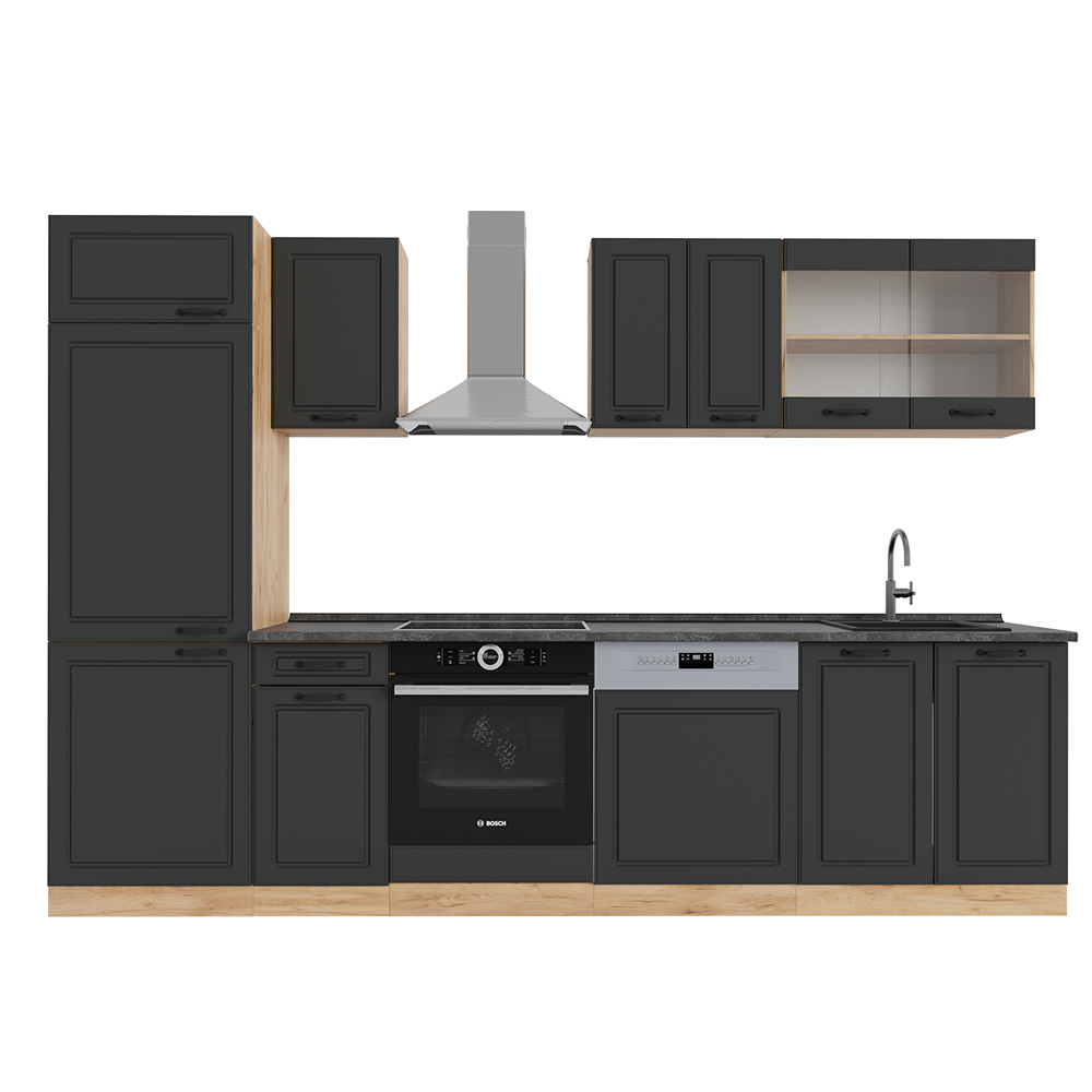 Image of Vicco Cucina componibile Antracite casa di campagna/rovere dorato 300 cm , PL Antracite