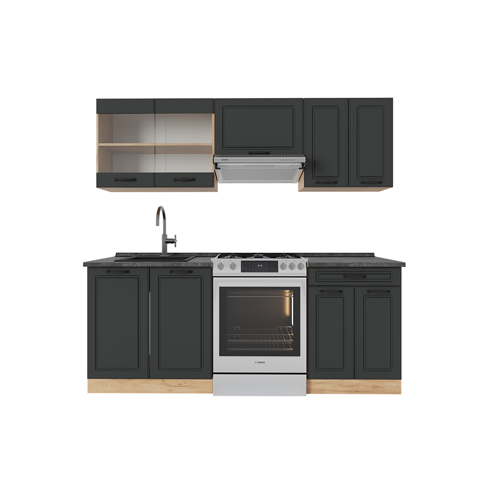 Image of Vicco Cucina componibile Antracite casa di campagna/rovere dorato 200 cm , PL Antracite