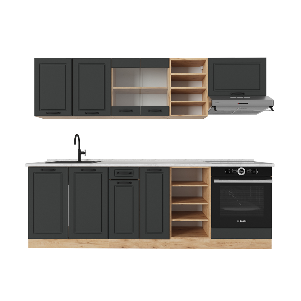 Image of Vicco Cucina componibile Antracite casa di campagna/rovere dorato 240 cm , PL Marmo
