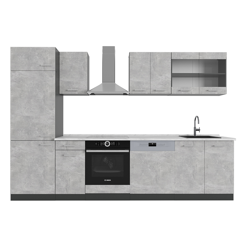Image of Vicco Cucina componibile Calcestruzzo/antracite 300 cm , PL Marmo