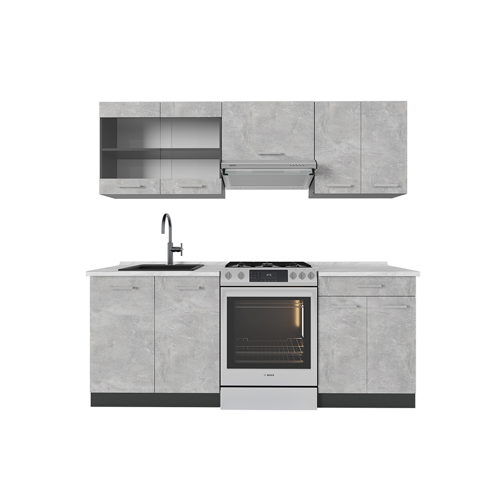 Image of Vicco Cucina componibile Calcestruzzo/antracite 200 cm , PL Marmo
