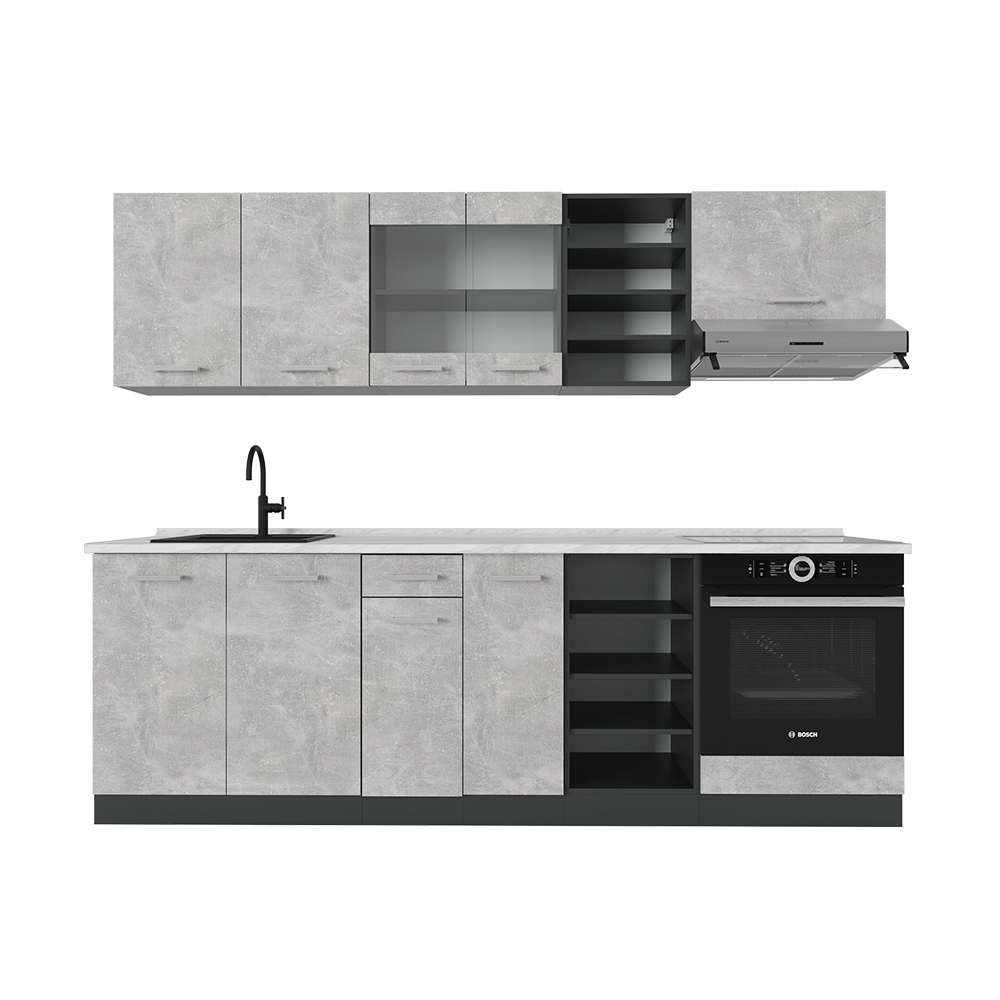 Image of Vicco Cucina componibile Calcestruzzo/antracite 240 cm , PL Marmo