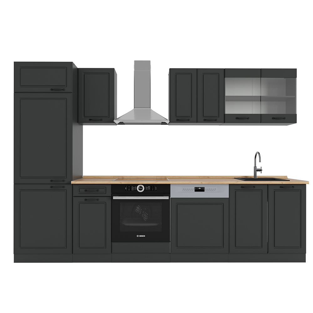 Image of Vicco Cucina componibile Casa di campagna antracite/antracite 300 cm senza piano di lavoro