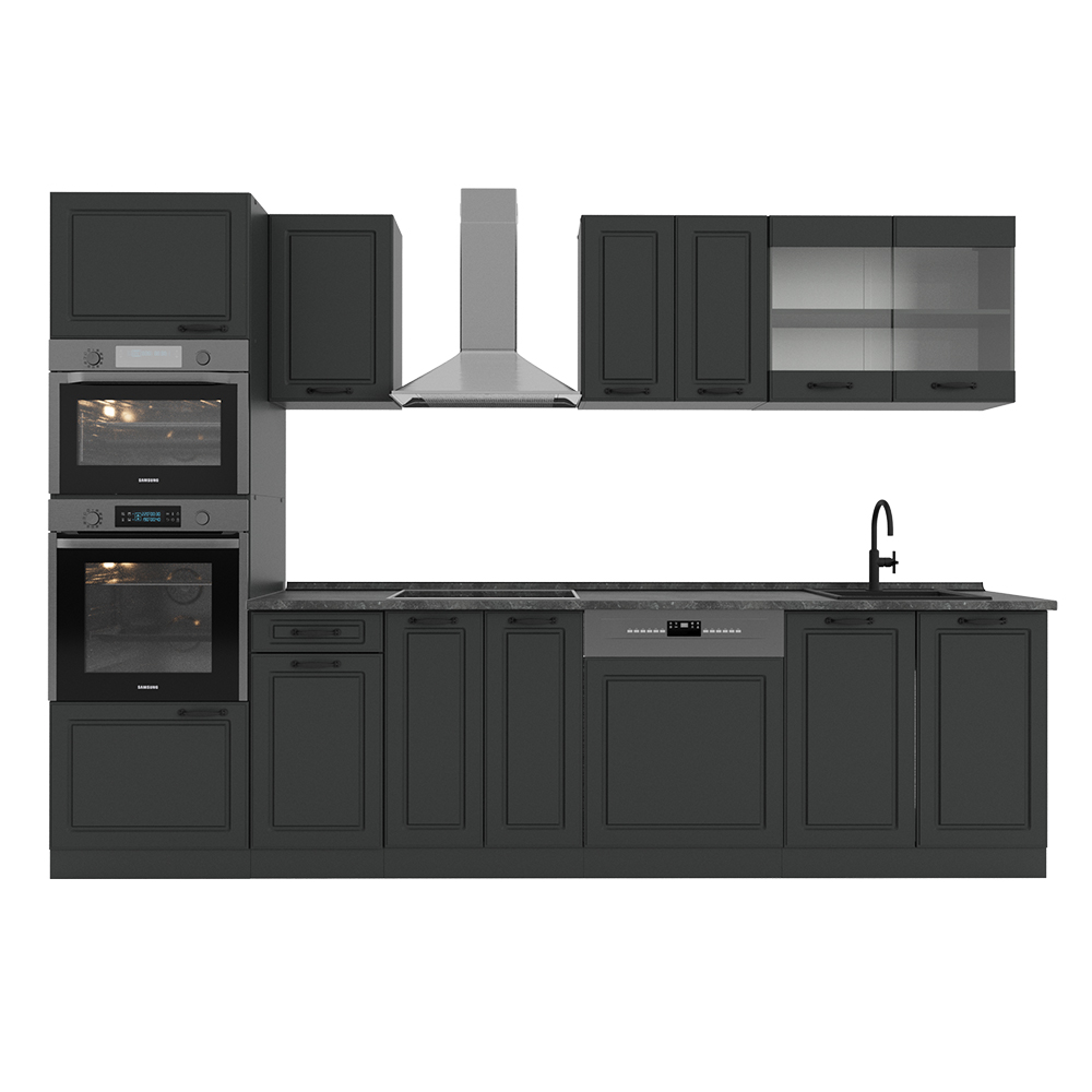 Image of Vicco Cucina componibile Casa di campagna antracite/antracite 300 cm con armadio alto, PL Antracite