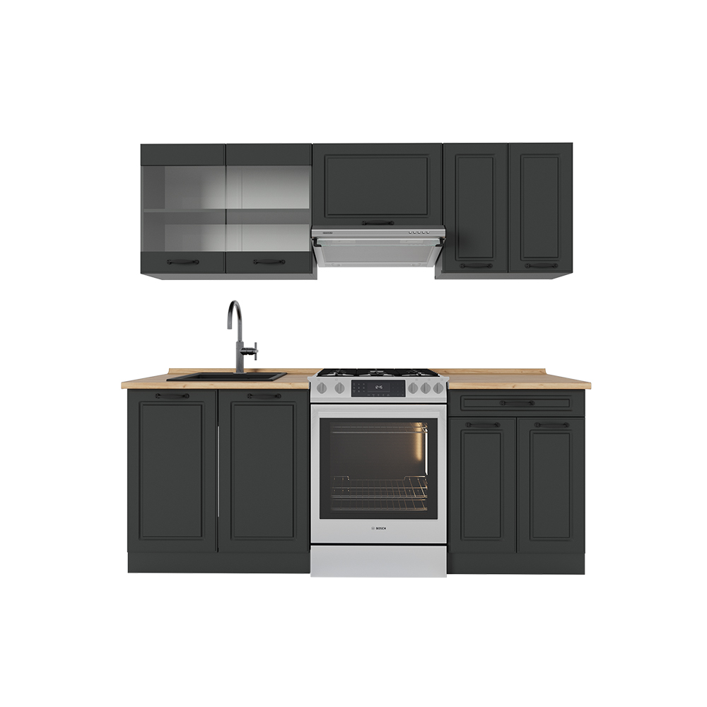Image of Vicco Cucina componibile Casa di campagna antracite/antracite 200 cm senza piano di lavoro