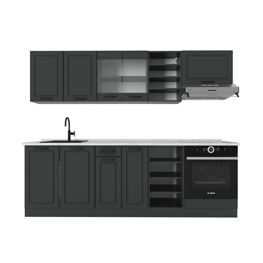 Image of Vicco Cucina componibile Casa di campagna antracite/antracite 240 cm , PL Marmo