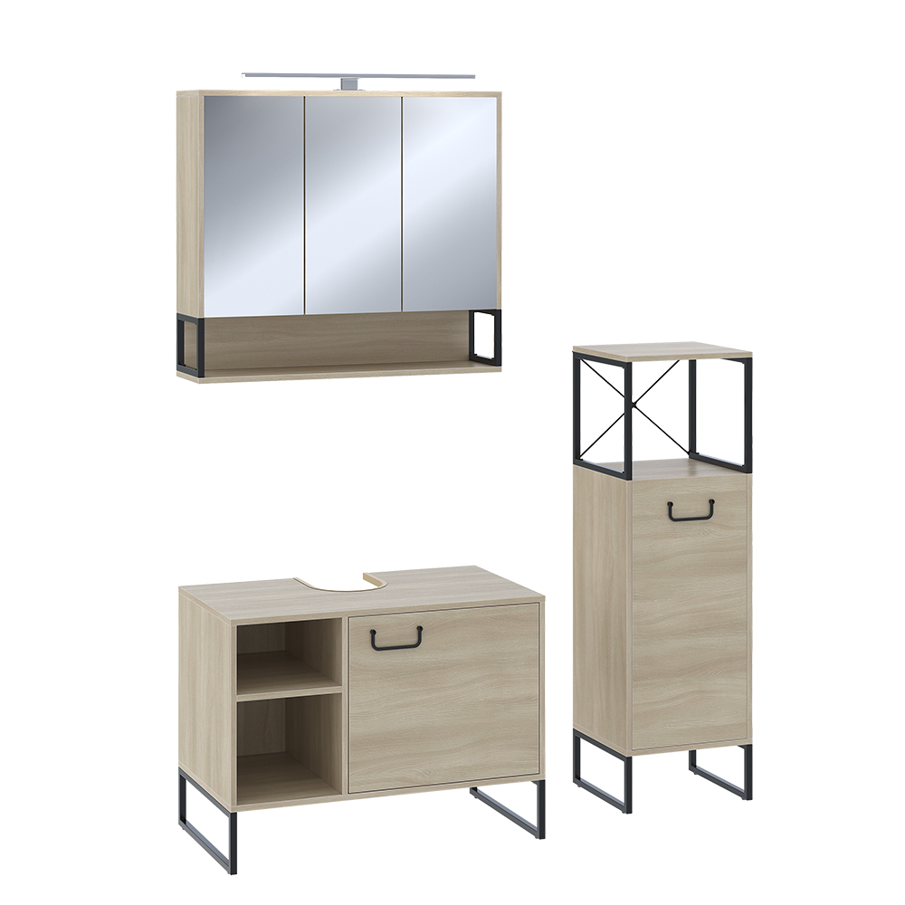 Vicco Set di mobili da bagno Rovere 3 parti