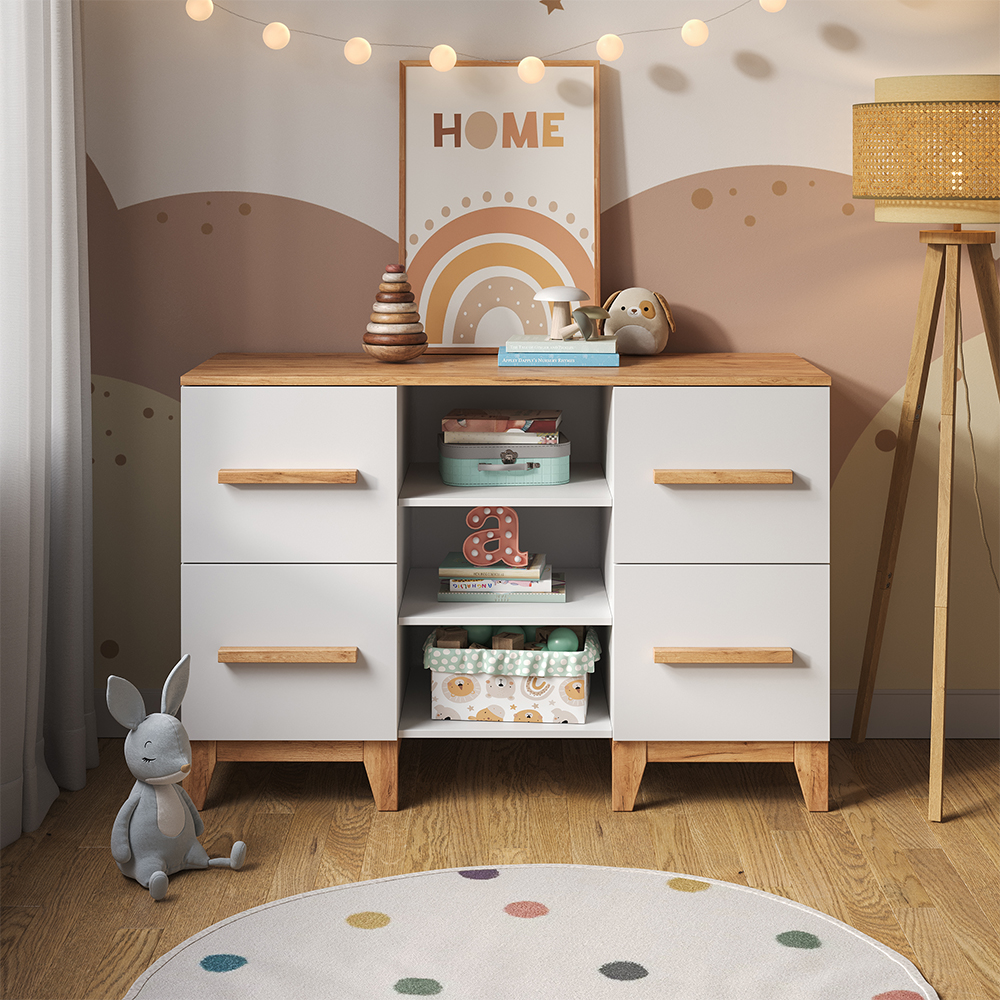 Close-up of Verschoontafel in Wit/Kunstnijverheid, showing design and surface details