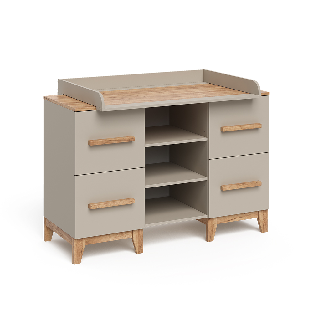 Wickelkommode in Cashmere/Artisan auf weißem Hintergrund