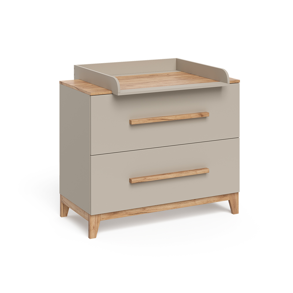 Wickelkommode in Cashmere/Artisan auf weißem Hintergrund