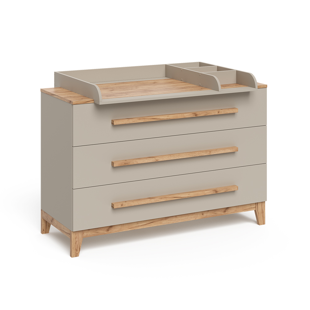 Wickelkommode in Cashmere/Artisan auf weißem Hintergrund