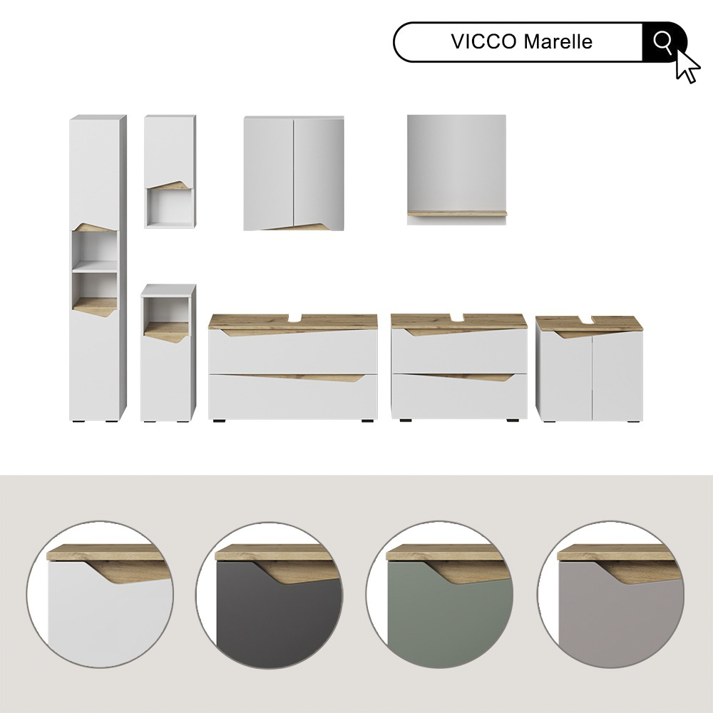 Badkamermeubelset Marelle Groen/Artisanaal eiken 2-delig Vicco
