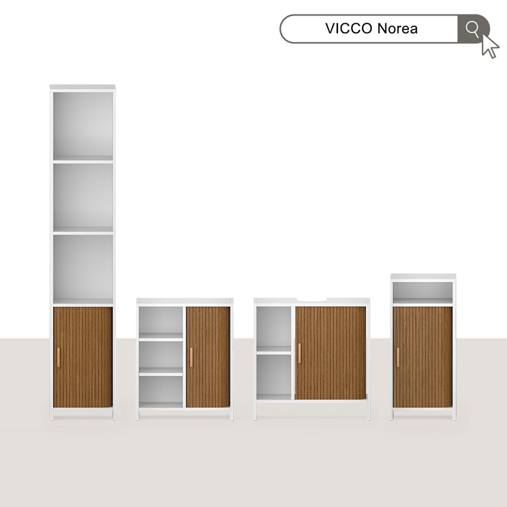 Halfhoge kast Norea Eiken/Wit 34 x 72.5 cm Vicco