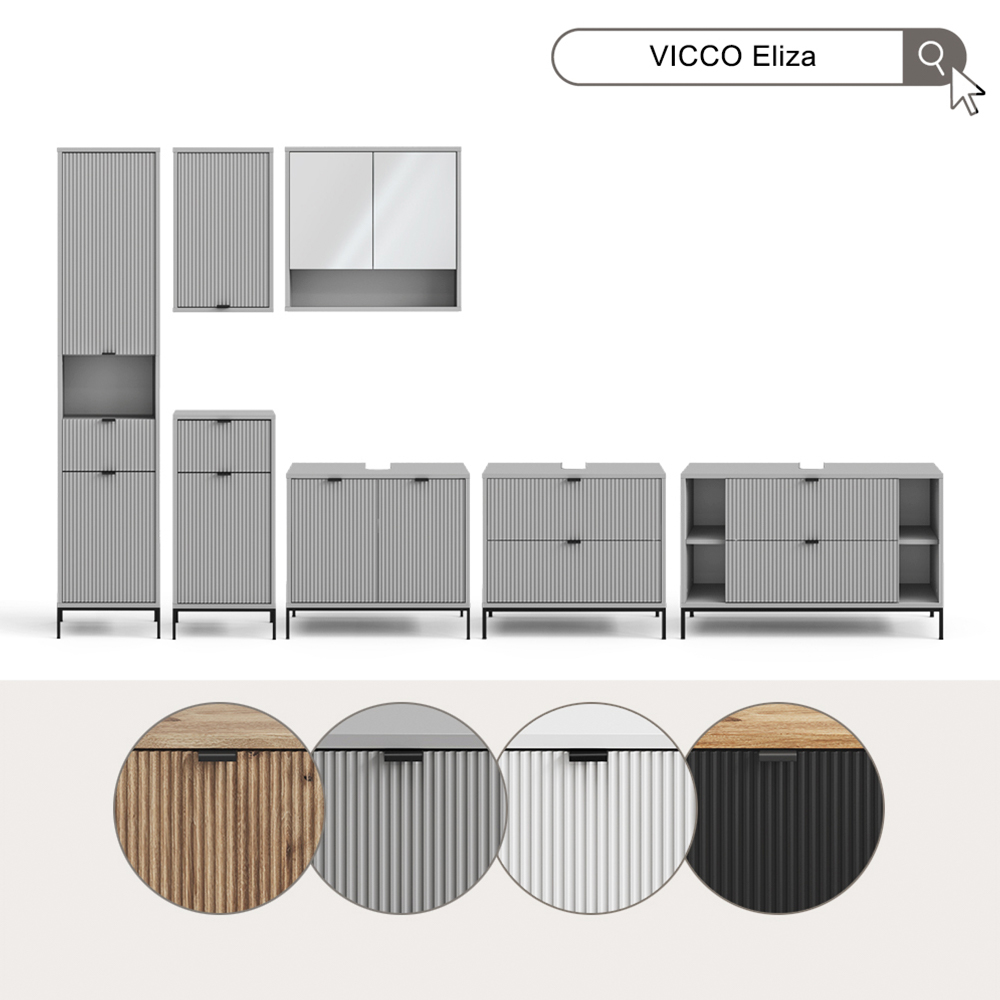 Halfhoge kast Eliza Zwart/Viking Eik 40 x 87 cm Vicco