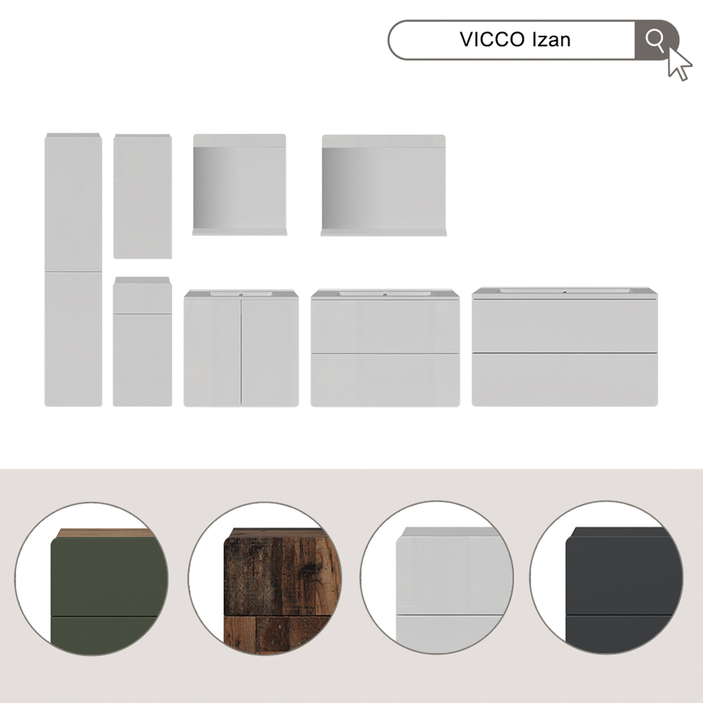 Badkamermeubelset Izan Groen/Goudkleurig Eiken 4-delig Vicco
